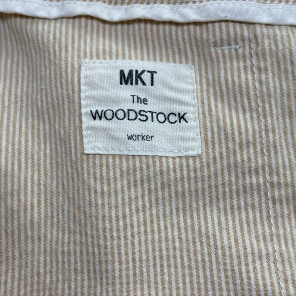 MKT‎ Studio Pinstripe Pants Size 10 US NWT Pale Yellow White Lightweight